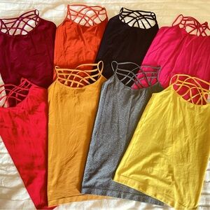 Set of caged tanks in a variety of colors